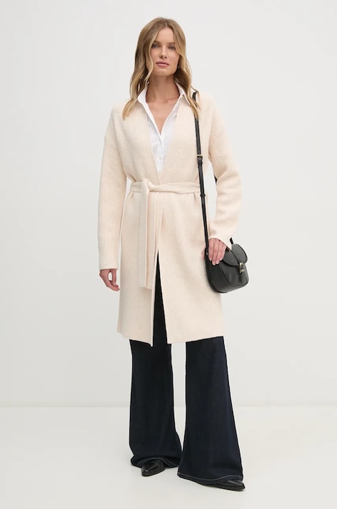 Kardigan s primjesom vune Calvin Klein boja: bež, K20K208005