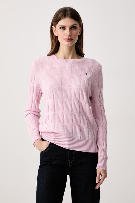 Tommy Hilfiger Sweter damski wełniany różowy WW0WW43586