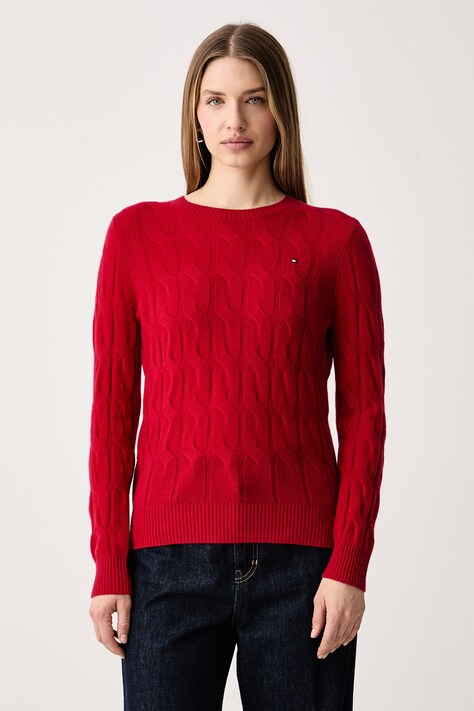 Tommy Hilfiger Sweter damski wełniany czerwony WW0WW43586
