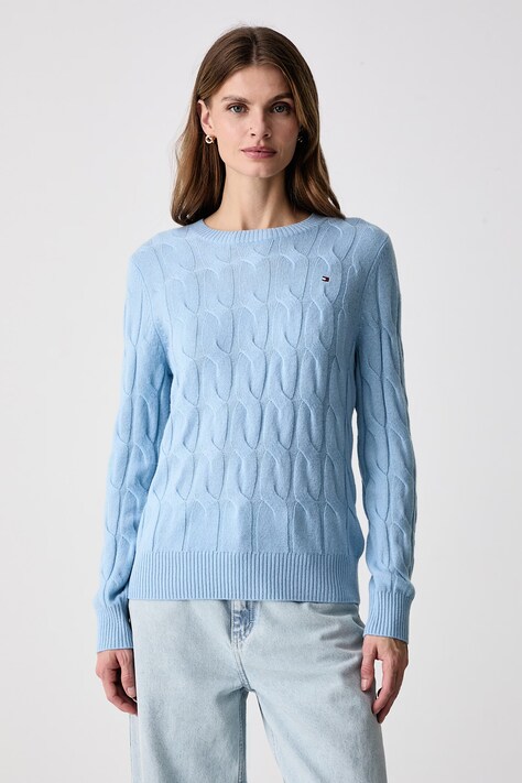 Tommy Hilfiger Svetr dámský vlněný modrý WW0WW43586