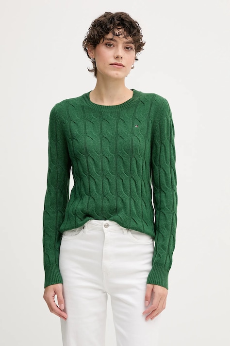 Tommy Hilfiger pulover de lână culoarea verde, light, WW0WW43586