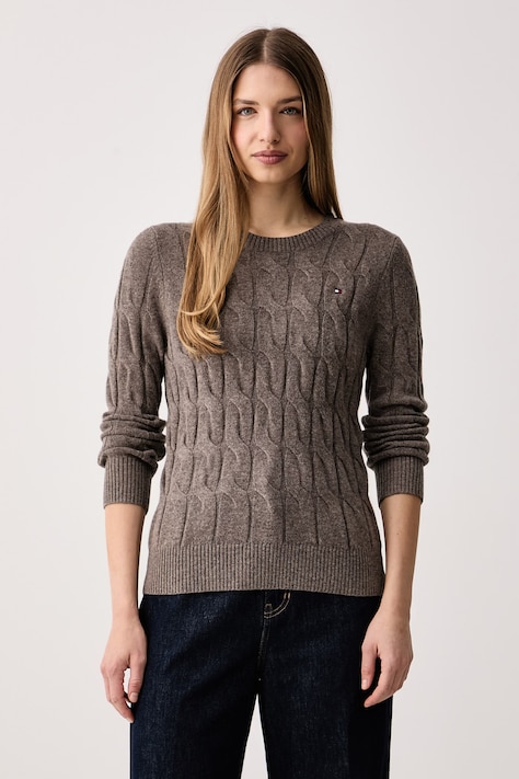 Tommy Hilfiger Sweter damski wełniany brązowy WW0WW43586