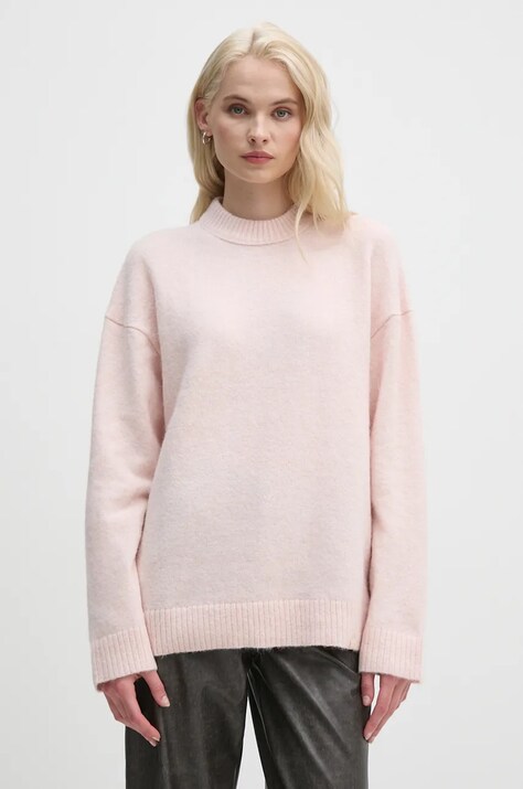 Calvin Klein Jeans pulover femei, culoarea roz, cu turtleneck, J20J224636