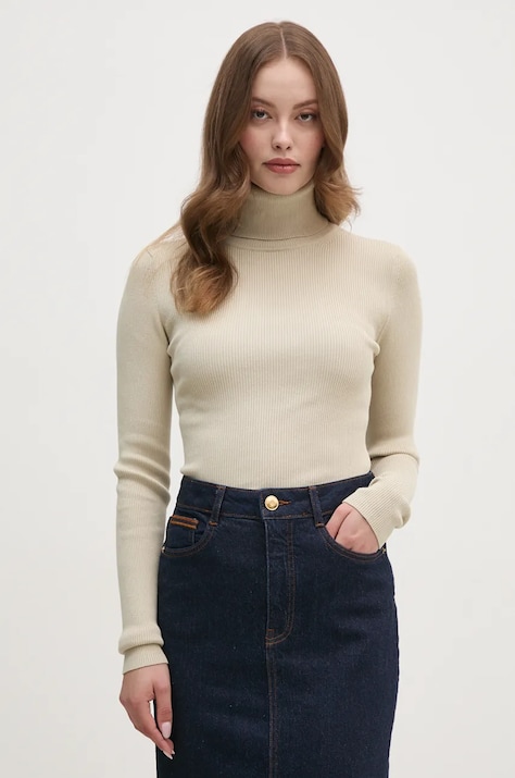 Calvin Klein Jeans pulover femei, culoarea verde, light, cu guler, J20J224225
