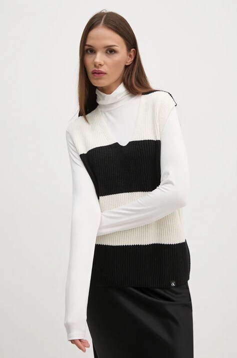 Calvin Klein Jeans vestă din bumbac culoarea negru, călduros, J20J224663