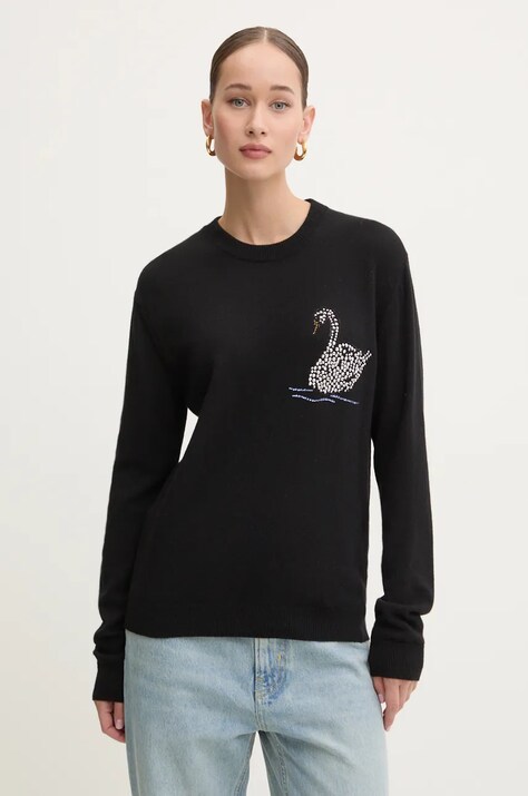 Вовняний светр MSGM жіночий колір чорний легкий 3742MDM200.247786