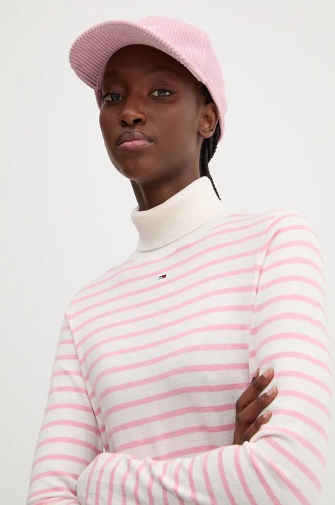 Пуловер Tommy Jeans дамски в бежово с поло DW0DW19686