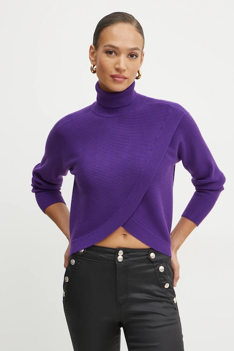 Пуловер Morgan MISS дамски в лилаво с поло MISS