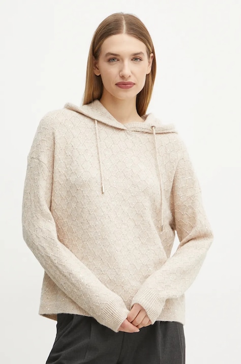 Morgan pulover din amestec de lana MJAZZ femei, culoarea bej, light, MJAZZ