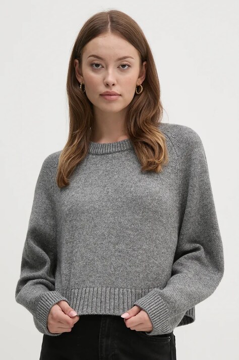 Шерстяной свитер OUI женский цвет серый 89949