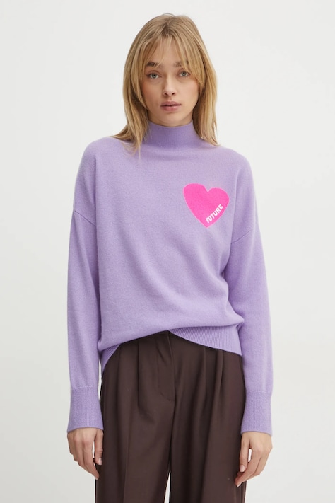 Pulover od kašmira FROM FUTURE boja: ljubičasta, lagani, s poludolčevitom, WPM00746