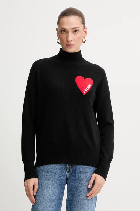 Kašmírový svetr FROM FUTURE šedá barva, s pologolfem, WPM00746