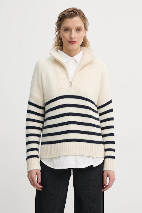 Kašmírový svetr FROM FUTURE béžová barva, lehký, WPM01135