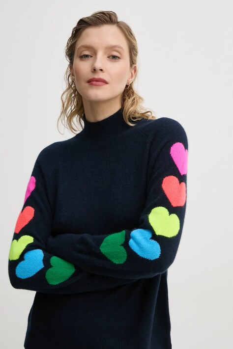 FROM FUTURE pulover de casmir culoarea albastru marin, light, cu turtleneck, WPM01306