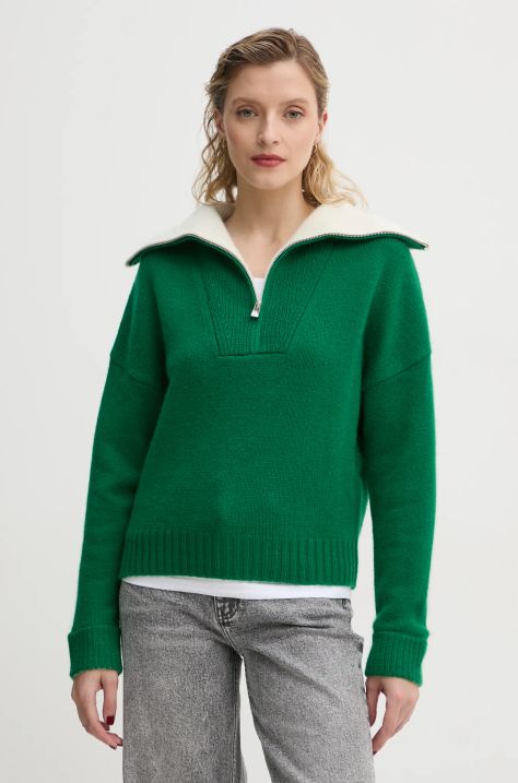 FROM FUTURE pulover de casmir culoarea verde, light, cu turtleneck, WPM02165