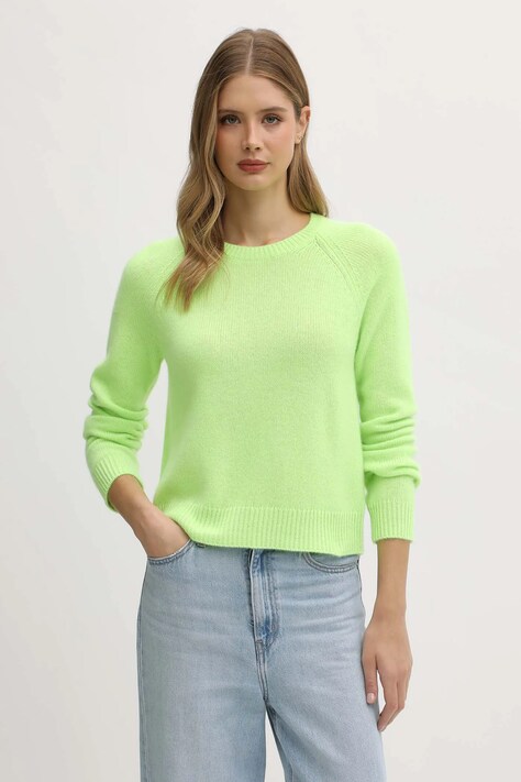 FROM FUTURE sweter kaszmirowy damski kolor zielony WPR00005