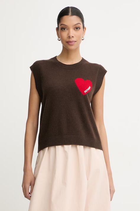 From Future kamizelka damska kaszmirowa brązowa WPS01303