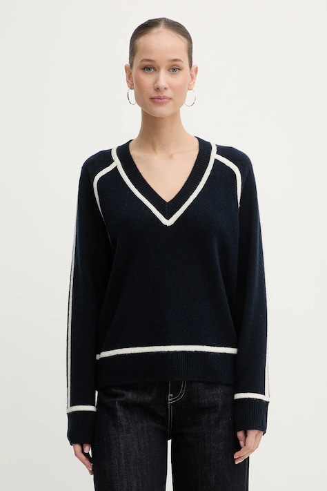 FROM FUTURE sweter kaszmirowy kolor granatowy lekki WPV02159