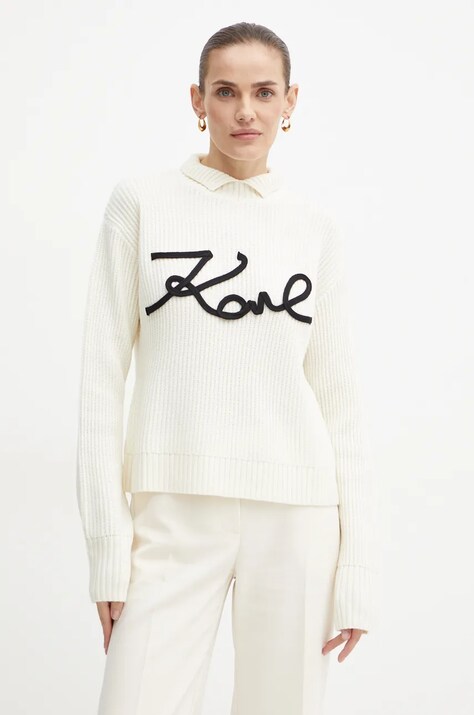 Karl Lagerfeld maglione in lana donna colore beige  246W2000