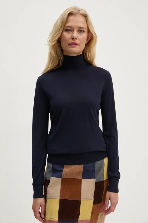 Шерстяной свитер Theory женский цвет синий лёгкий с полугольфом I1211703