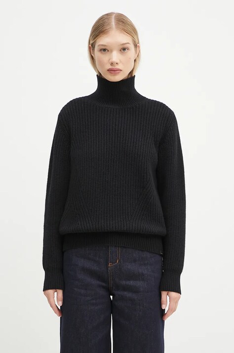 Шерстяной свитер Woolrich Canberra Turtleneck женский цвет чёрный тёплый с гольфом CFWWKN0329FRUF0712