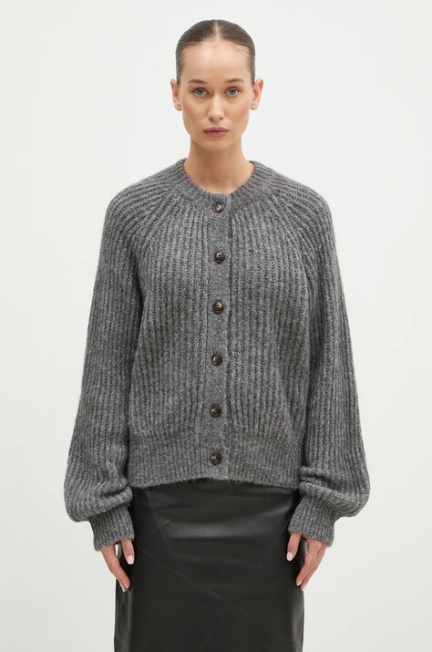 Samsoe Samsoe cardigan din amestec de lana Salayla culoarea gri, light, F24300040