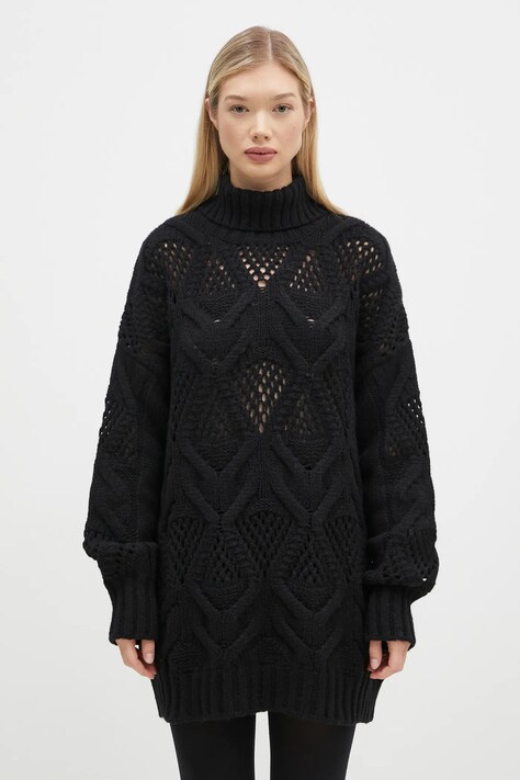 Sportmax sweter wełniany Edicola damski kolor czarny ciepły z golfem 2422366102600