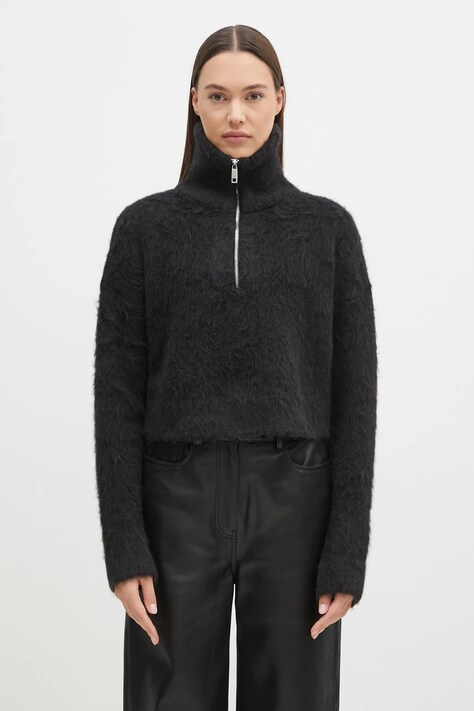 Sportmax sweter wełniany Falcone damski kolor czarny ciepły z półgolfem 2422366172600