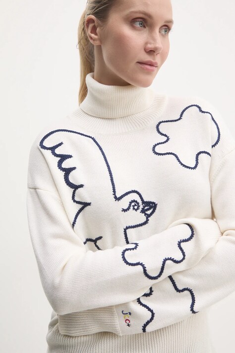 Rossignol pulover x JCC femei, culoarea bej, cu guler, RLNWO16