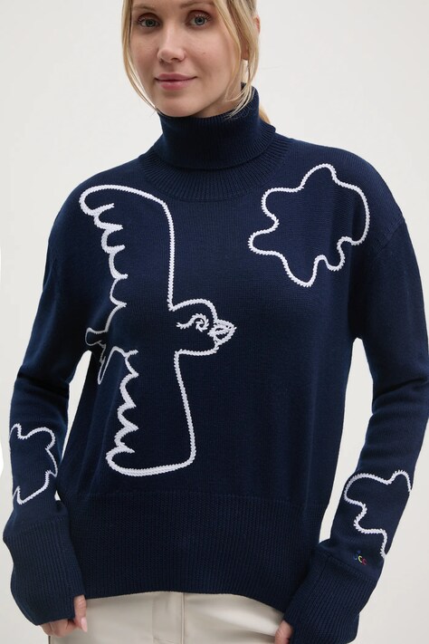 Светр Rossignol x JCC жіночий колір синій гольф RLNWO16