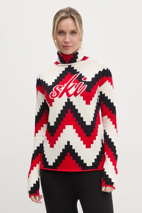 Perfect Moment pulover Chevron femei, culoarea bej, cu guler W3001096