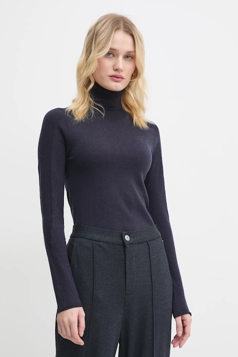 G-Star sweter wełniany damski kolor niebieski lekki z golfem D25510-D847