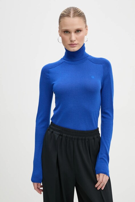 Vlnený sveter G-Star dámsky, tenký, s rolákom, D25510-D847