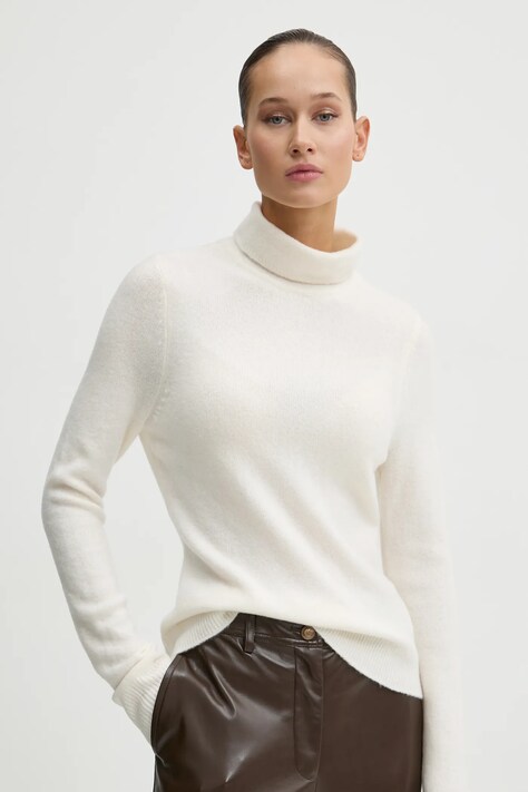 Abercrombie & Fitch sweter z domieszką wełny damski kolor beżowy  KI150-4271
