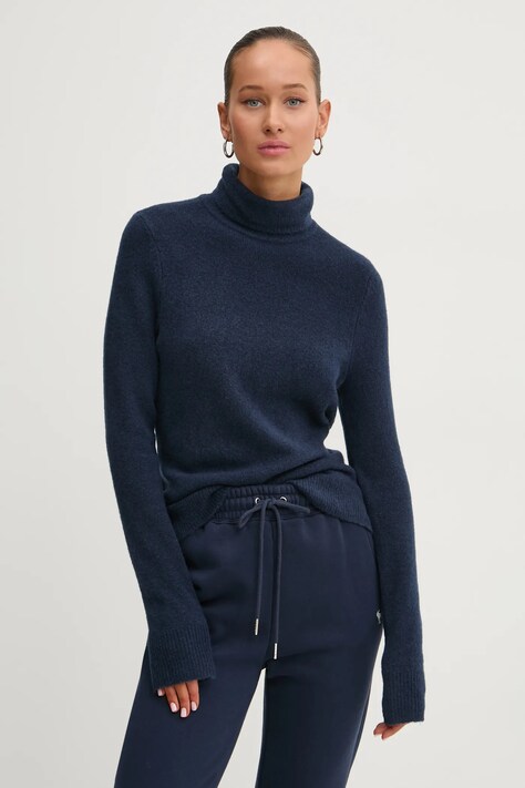 Abercrombie & Fitch sweter z domieszką wełny damski kolor granatowy z golfem KI150-4271