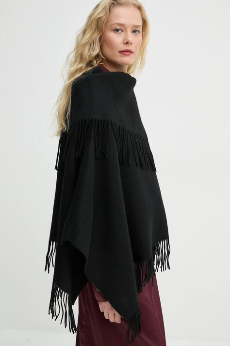 Шерстяное пончо By Malene Birger TURTMA цвет чёрный лёгкое Q70455023Z