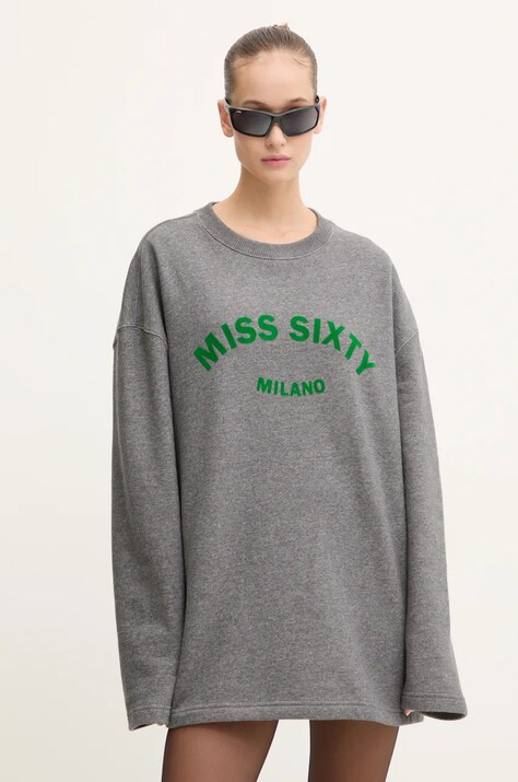 Bavlněná mikina Miss Sixty 6L4TJ1740000 dámská, šedá barva, s potiskem