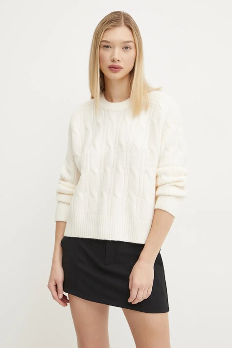 Abercrombie & Fitch sweter z domieszką wełny damski kolor beżowy ciepły KI150-4457