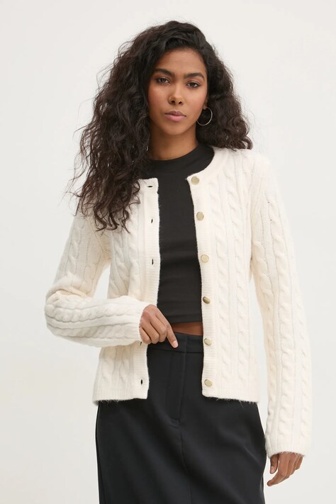 Abercrombie & Fitch cardigan din amestec de lana culoarea bej, KI150-4459
