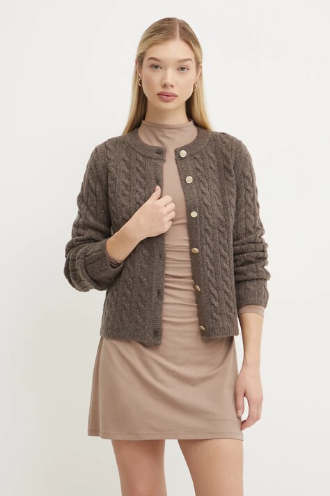 Abercrombie & Fitch cardigan din amestec de lana culoarea maro, KI150-4459