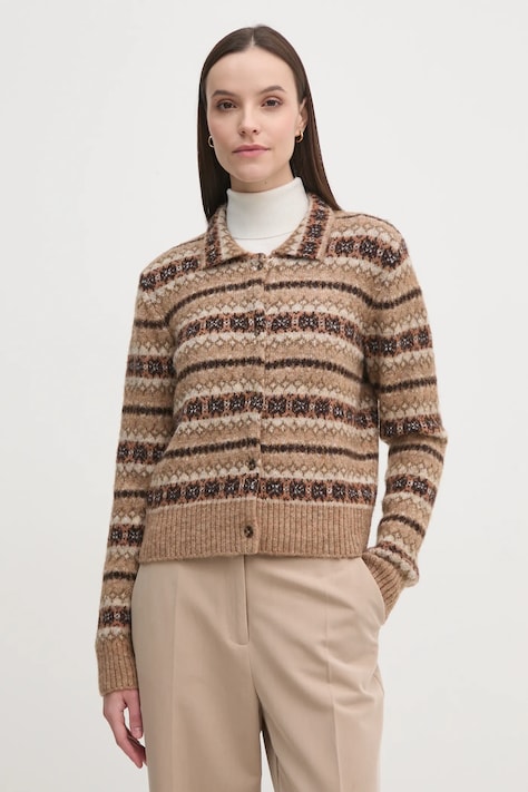 Hoss Intropia cardigan din amestec de lana culoarea maro, 6318057