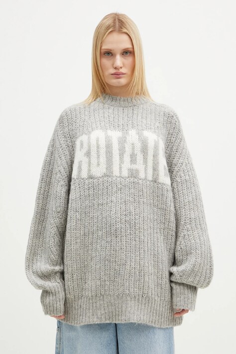 Вовняний светр Rotate Knitted Logo жіночий колір сірий теплий 1137491789