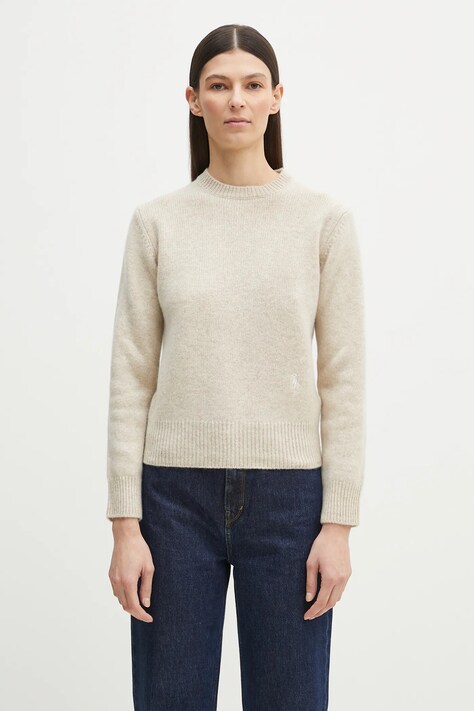 Вълнен пуловер Sporty & Rich SRC Wool дамски в бежово  WS006514302CR01