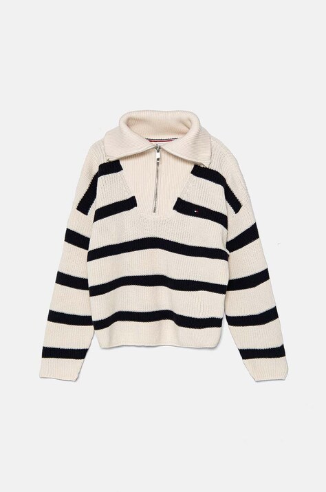 Детский хлопковый свитер Tommy Hilfiger цвет бежевый KG0KG08134