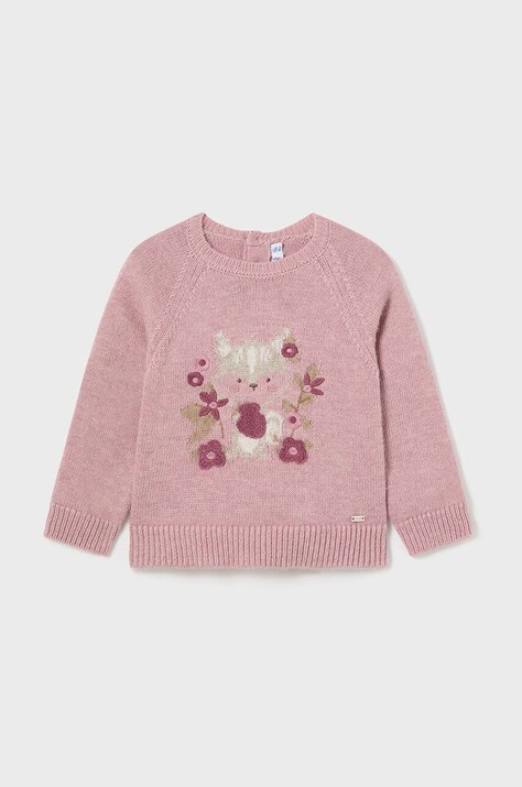 Детский свитер с примесью шерсти Mayoral цвет розовый 2323