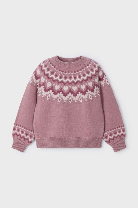 Дитячий светр з домішкою вовни Mayoral колір рожевий 4358