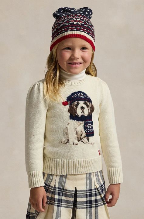 Polo Ralph Lauren pulover de bumbac pentru copii culoarea bej, 312951752001