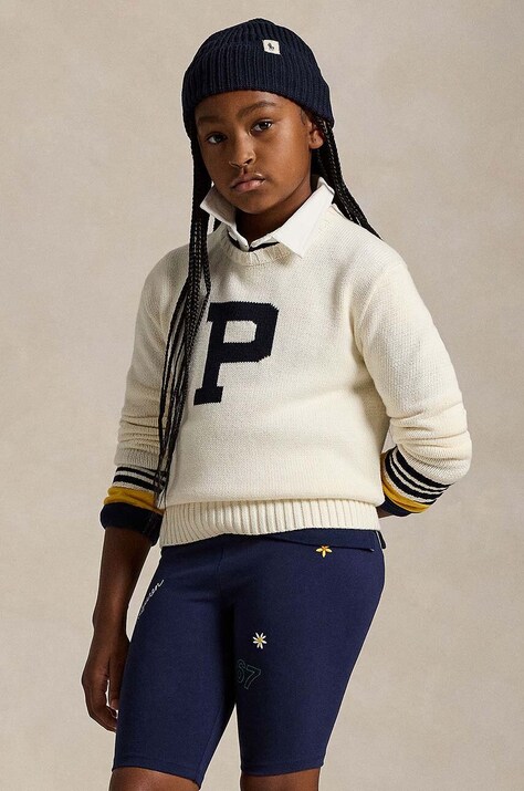 Детски памучен пуловер Polo Ralph Lauren в бежово 313950814001