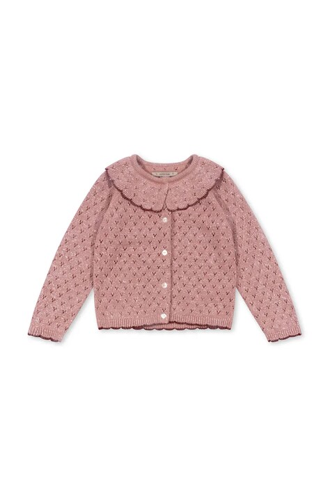 Детска жилетка Konges Sløjd HOLIDAY KNIT CARDIGAN в розово KS101994