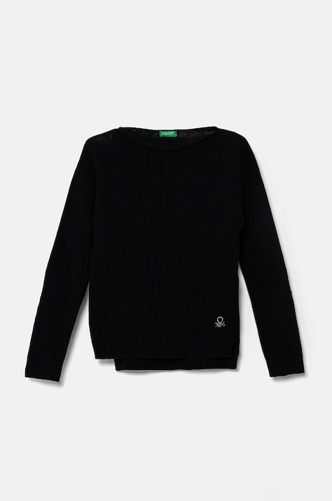 United Colors of Benetton sweter wełniany dziecięcy kolor czarny lekki 1244C106X